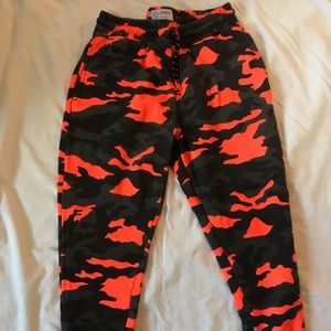 Orange camo joggers
